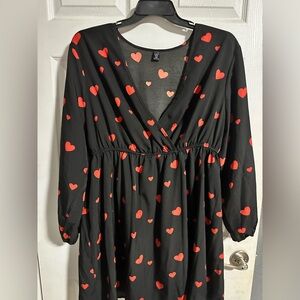 SHEIN Black Dress Red Hearts